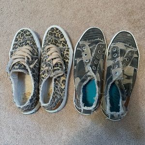 Blowfish. Both pairs size 7.5 women’s.